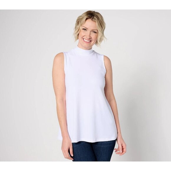 Susan Graver Modern Essentials Liquid Knit A-Line Top white XS A634046 - Picture 1 of 1